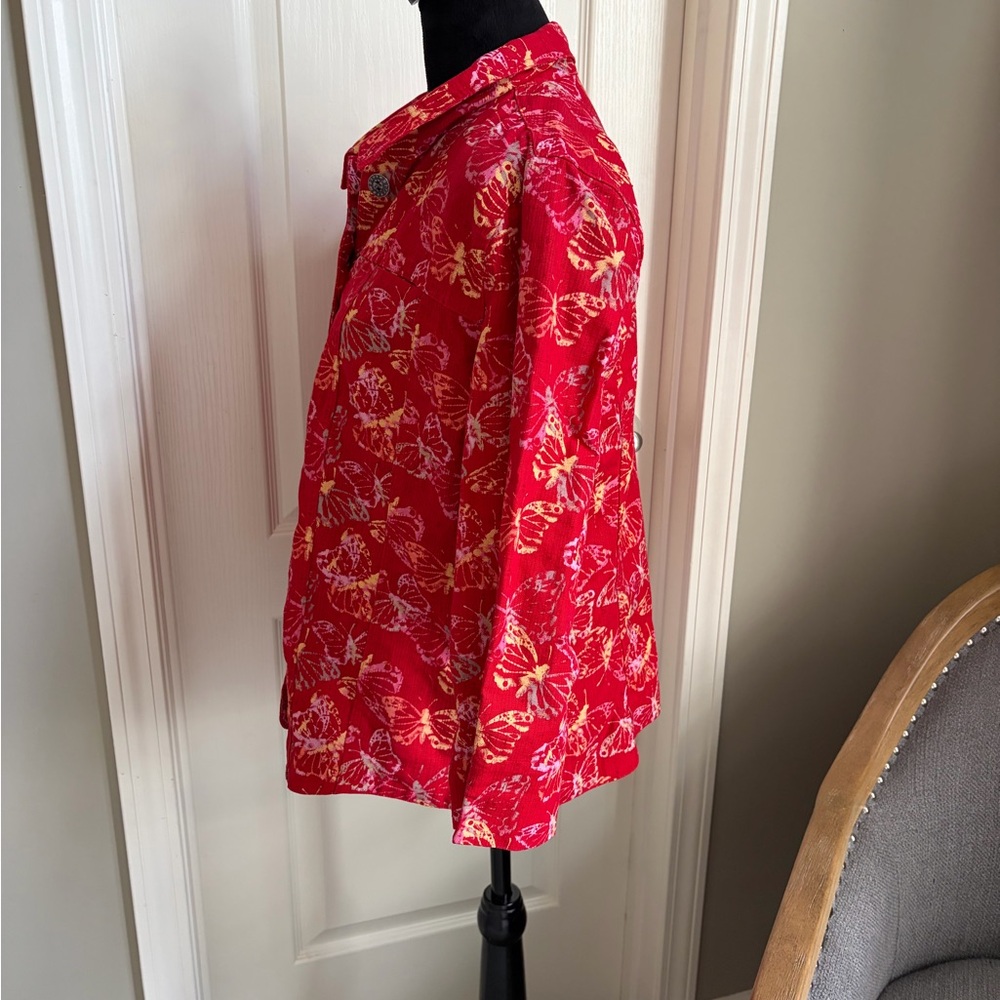 Christopher & Banks Red and Yellow Butterfly Jacket - Picture 2 of 6